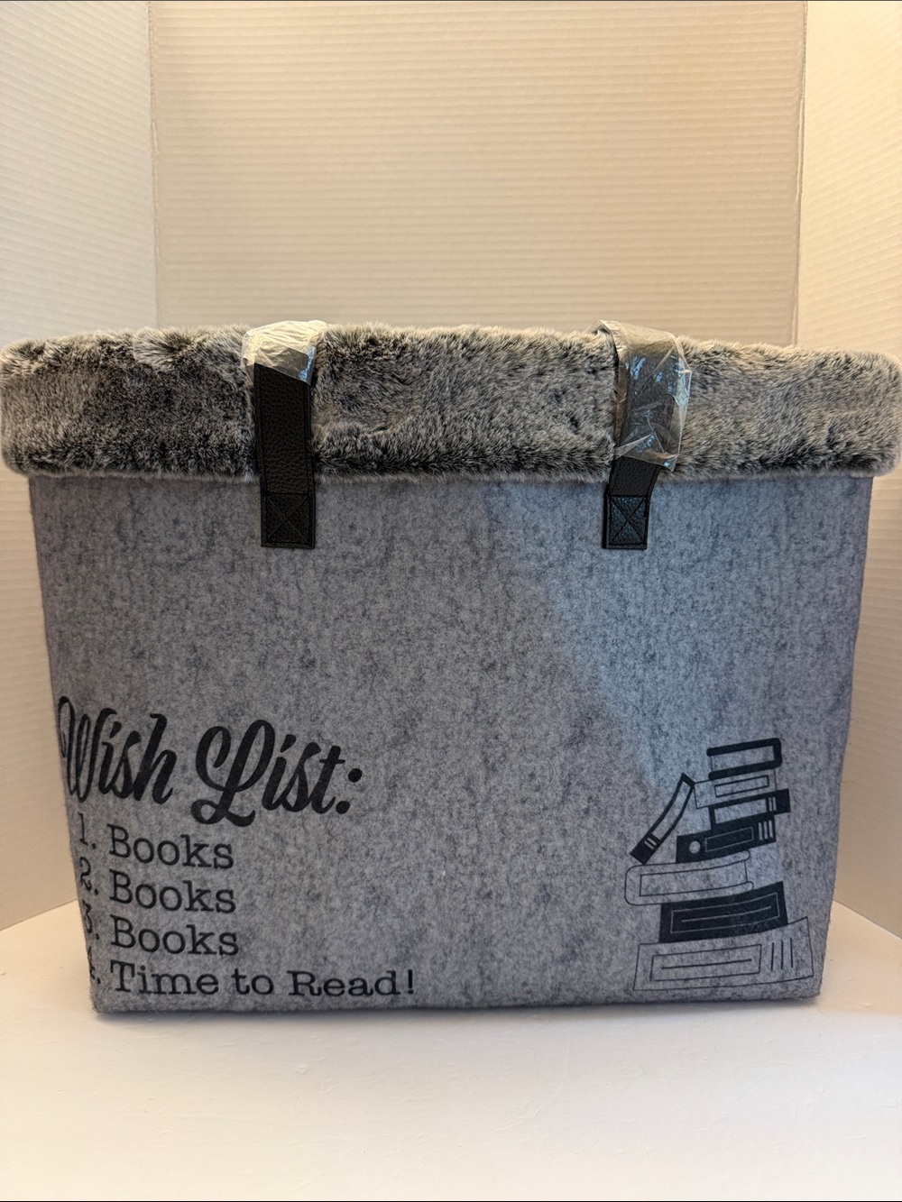 Barnes and Noble Book Tote Faux-Fur Topped NWOT